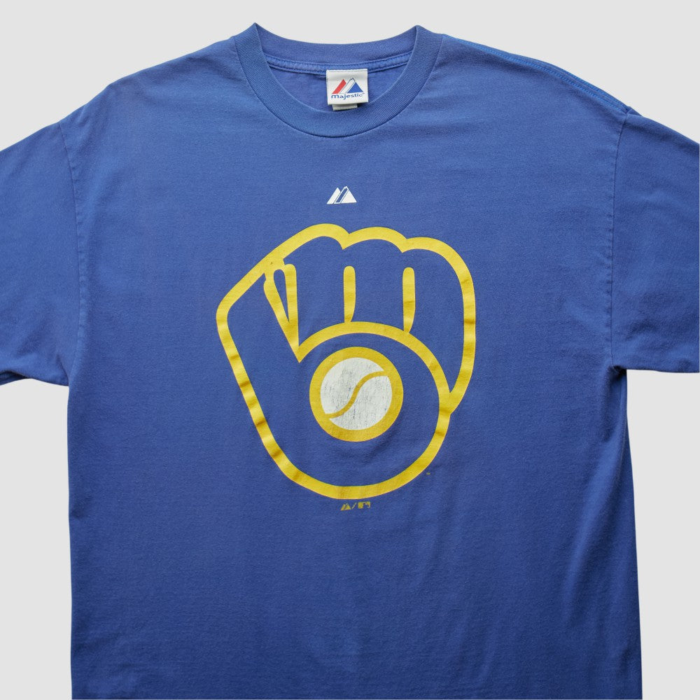 Milwaukee Brewers Majestic 2000s T-shirt - Blue Vintage