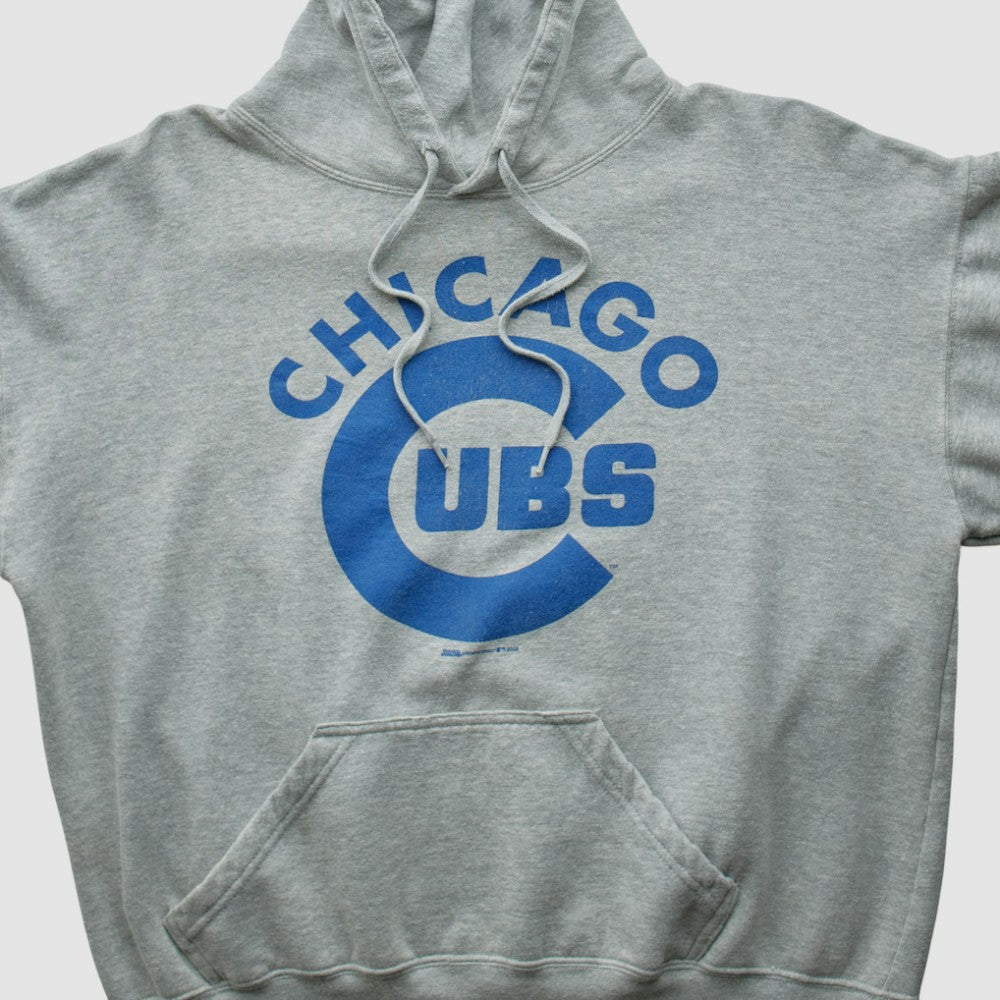 Chicago Cubs Stitches 2000s Hooded Pullover Sweatshirt - Heather Gray Vintage