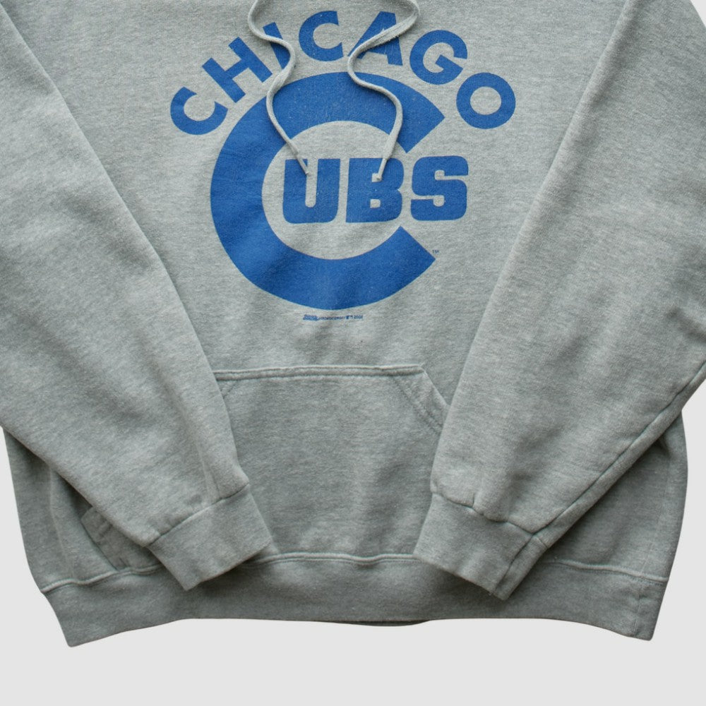 Chicago Cubs Stitches 2000s Hooded Pullover Sweatshirt - Heather Gray Vintage