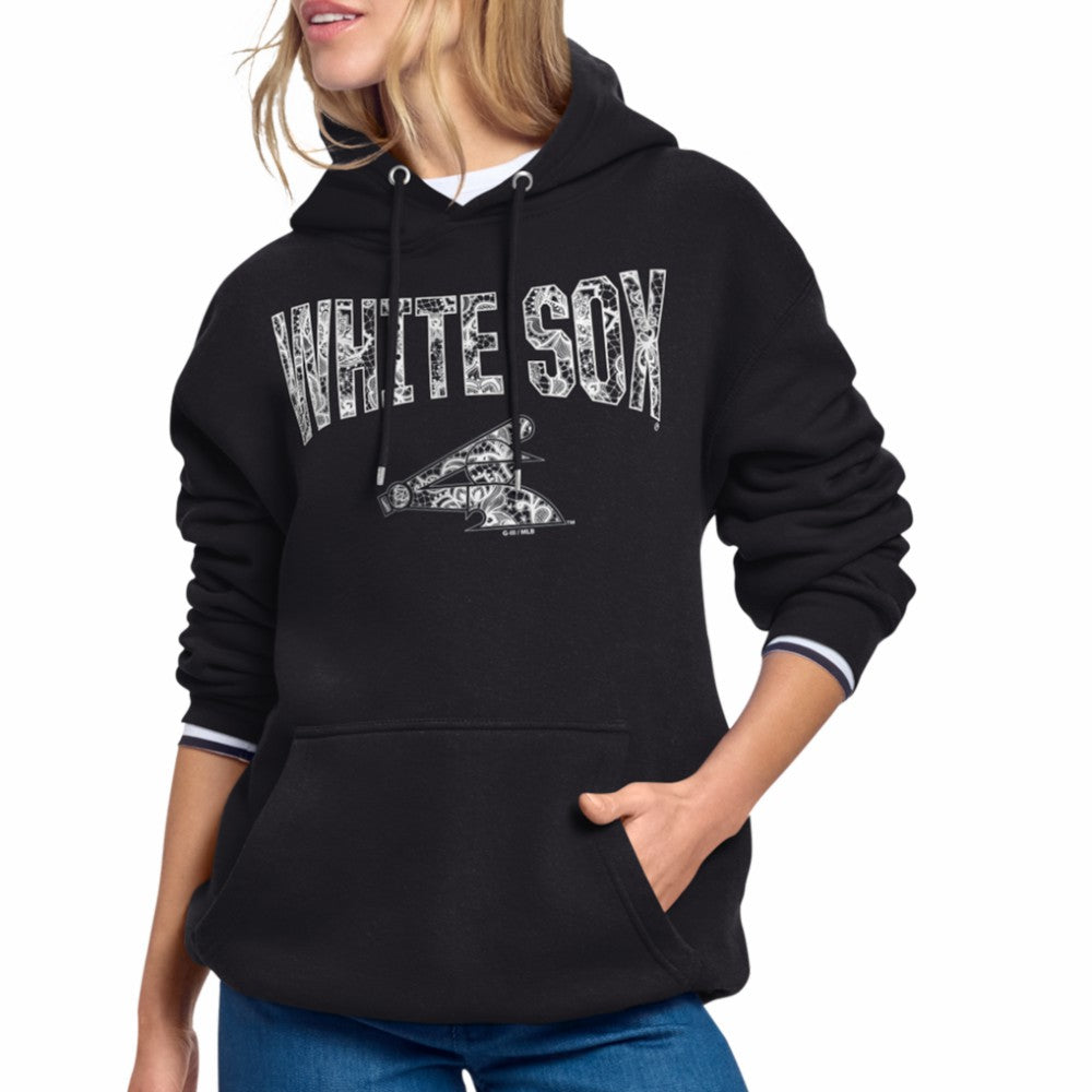 Chicago White Sox Starter Women's Lace Team Lockup Fleece Hoodie - Black