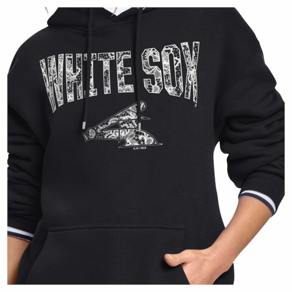 Chicago White Sox Starter Women's Lace Team Lockup Fleece Hoodie - Black