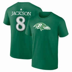 NFL Baltimore Ravens Lamar Jackson  St. Patrick's Day Icon Name & Number T-Shirt