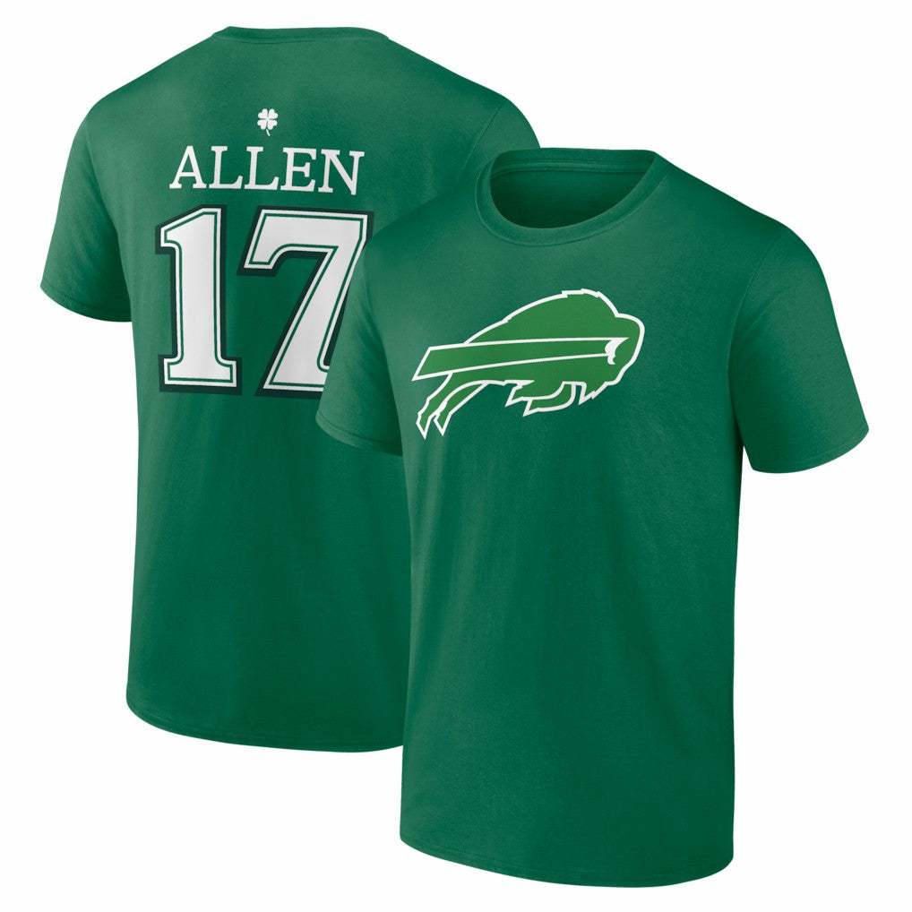 NFL Buffalo Bills Josh Allen  St. Patrick's Day Icon Name & Number T-Shirt