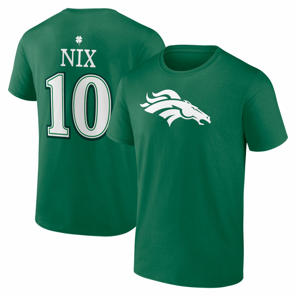 NFL Denver Broncos Bo Nix  St. Patrick's Day Icon Name & Number T-Shirt