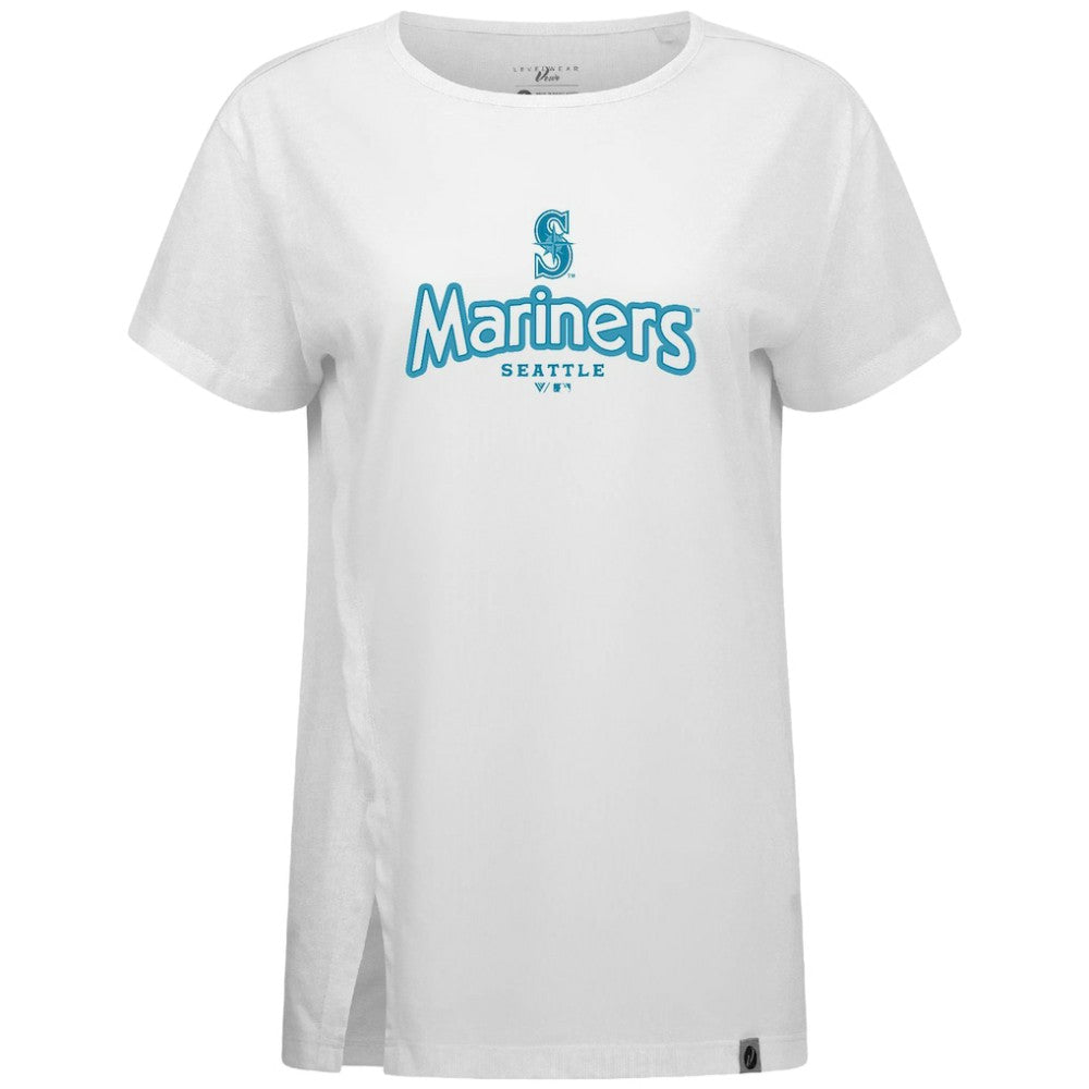 Seattle Mariners Levelwear Women's Blue Haven Influx Cornerstone T-Shirt - White
