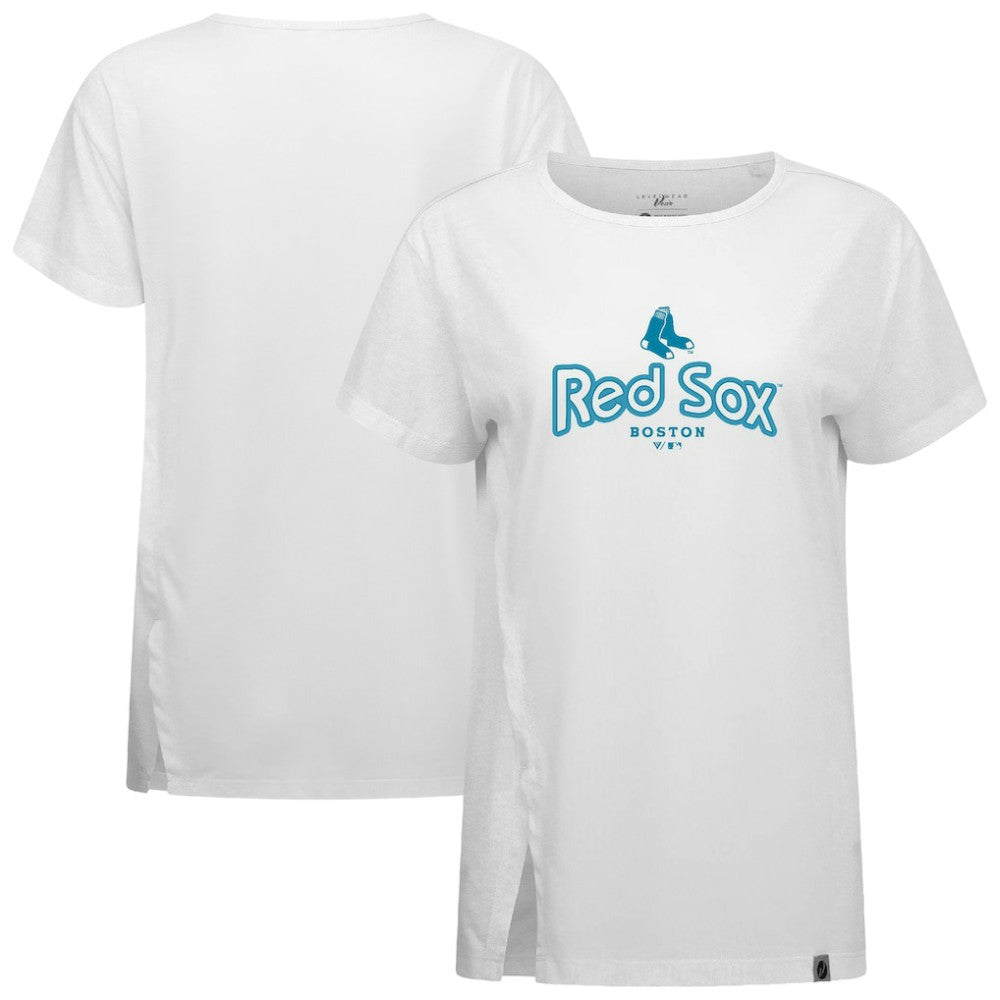 Boston Red Sox Levelwear Women's Blue Haven Influx Cornerstone T-Shirt - White