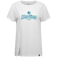Miami Marlins Levelwear Women's Blue Haven Influx Cornerstone T-Shirt - White