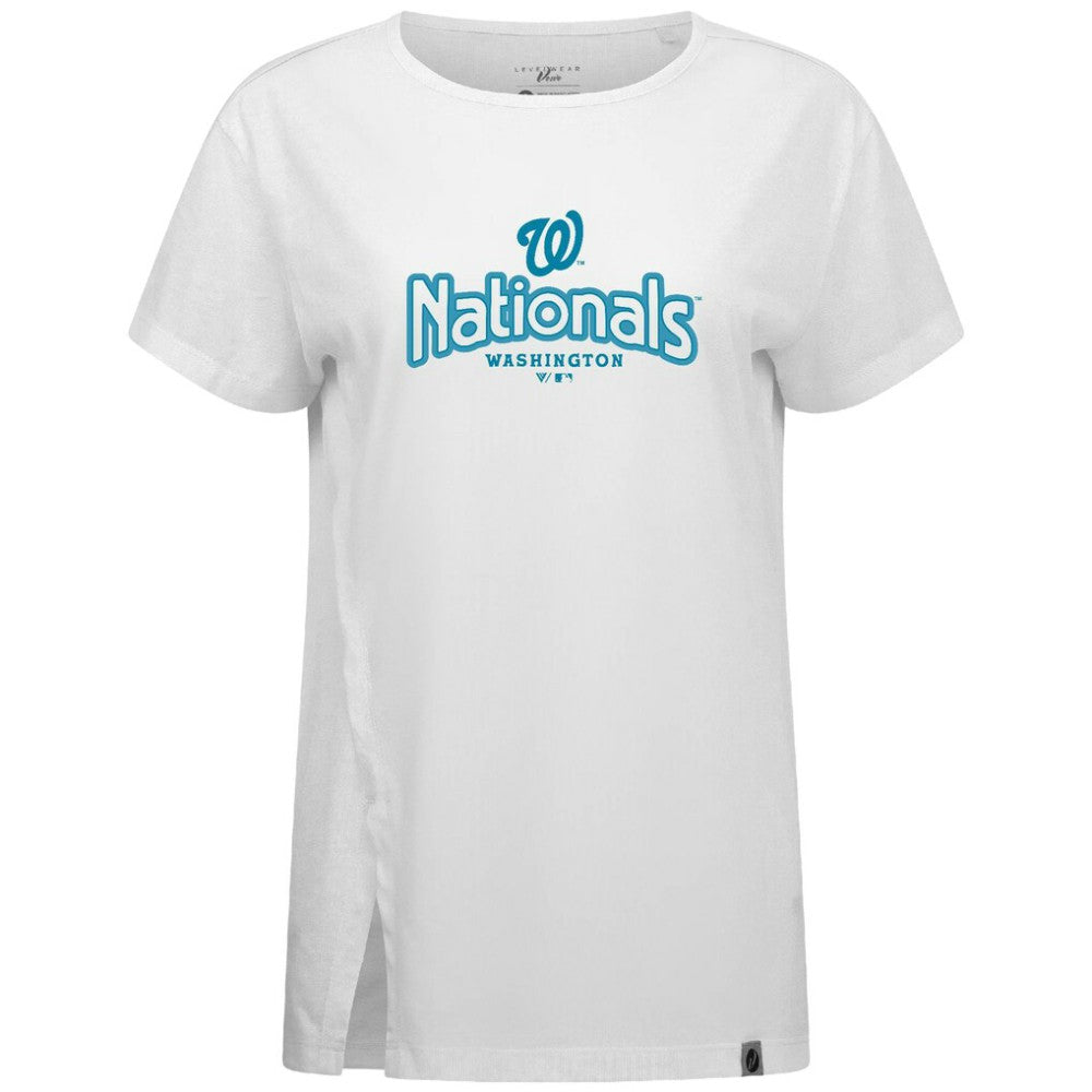 Washington Nationals Levelwear Women's Blue Haven Influx Cornerstone T-Shirt - White