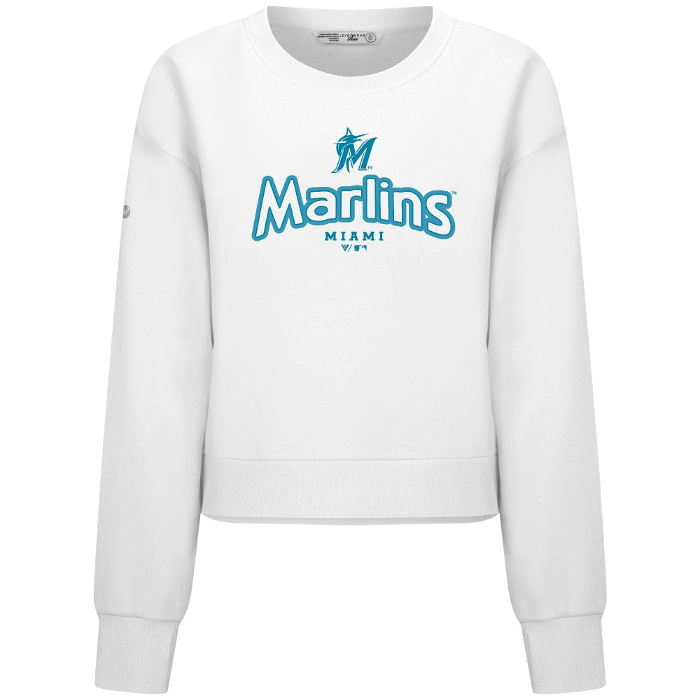 Miami Marlins Levelwear Women's Judd Cornerstone Cropped Sweatshirt - White