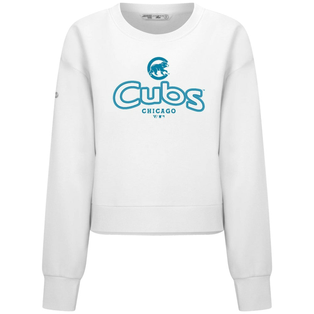 Chicago Cubs Levelwear Women's Judd Cornerstone Cropped Sweatshirt - White