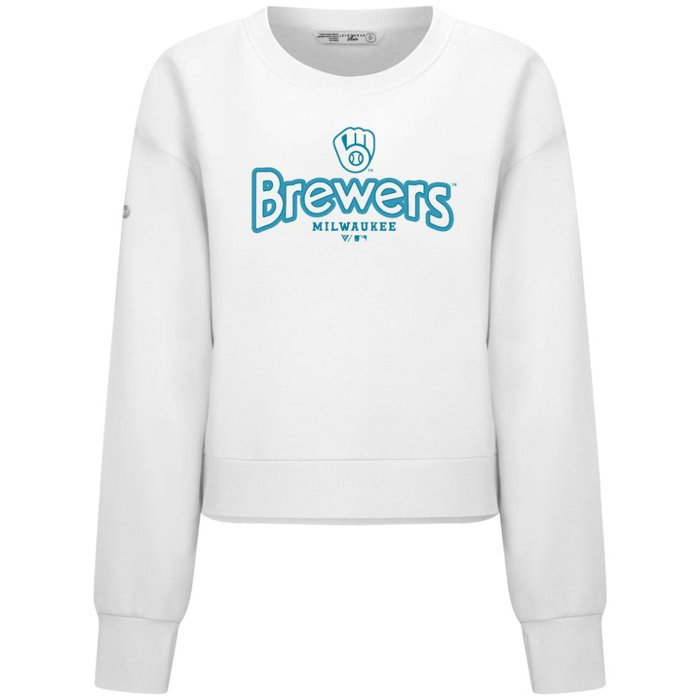 Milwaukee Brewers Levelwear Women's Judd Cornerstone Cropped Sweatshirt - White
