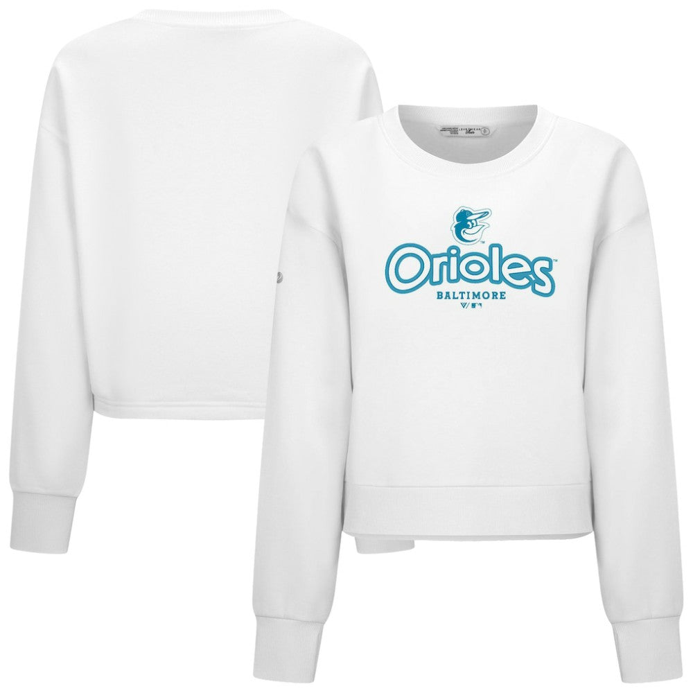 Baltimore Orioles Levelwear Women's Judd Cornerstone Cropped Sweatshirt - White