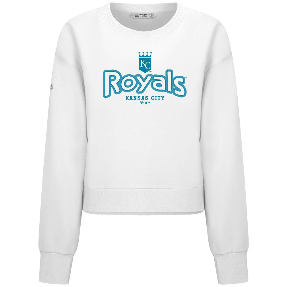 Kansas City Royals Levelwear Women's Judd Cornerstone Cropped Sweatshirt - White