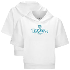 Detroit Tigers Levelwear Women's Amber Short Sleeve Cornerstone Hoodie - White