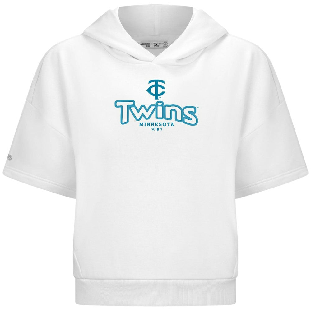 Minnesota Twins Levelwear Women's Amber Short Sleeve Cornerstone Hoodie - White