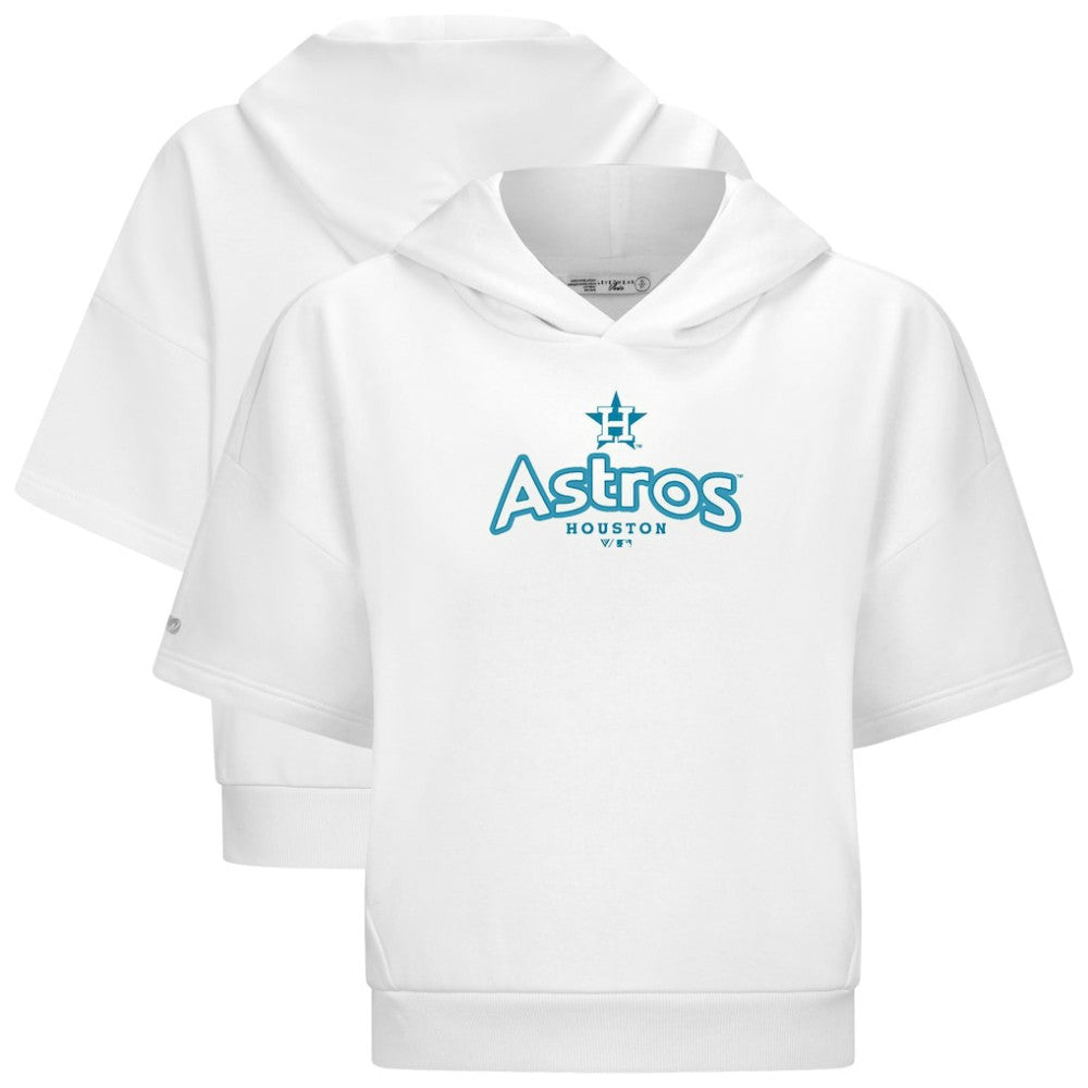 Houston Astros Levelwear Women's Amber Short Sleeve Cornerstone Hoodie - White