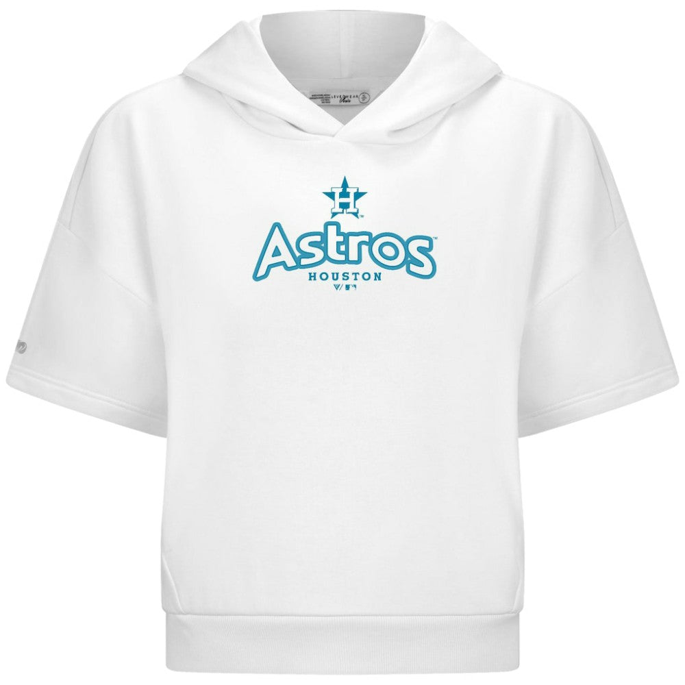 Houston Astros Levelwear Women's Amber Short Sleeve Cornerstone Hoodie - White