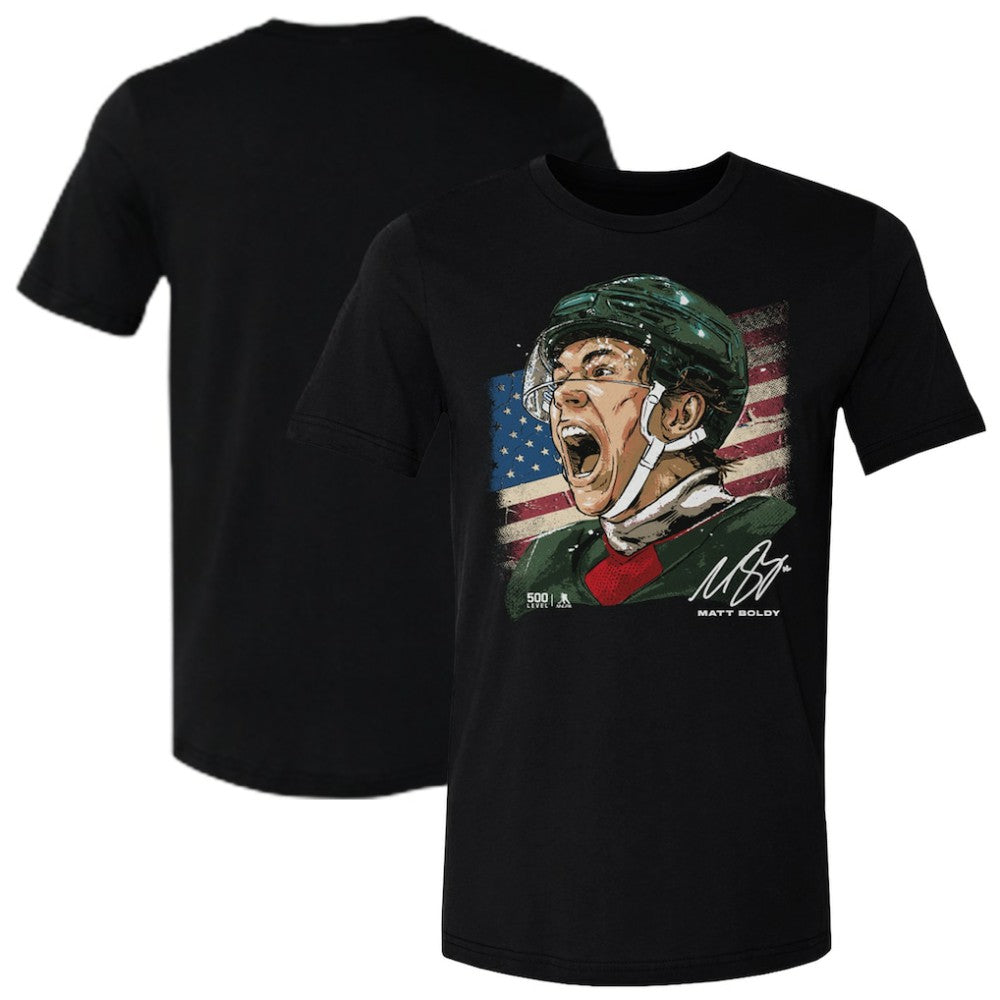 Matthew Boldy US Men's Hockey 500 Level Flag T-Shirt