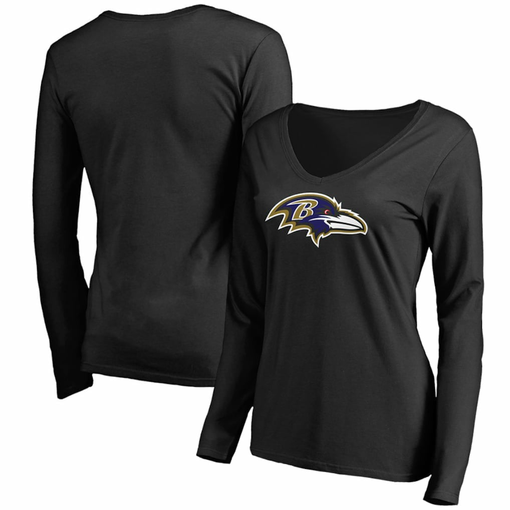 NFL Baltimore Ravens Women's Primary Team Logo V-Neck Long Sleeve T-Shirt