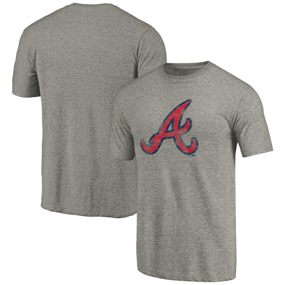 Atlanta Braves Distressed Team 2 Tri-Blend T-Shirt - Ash