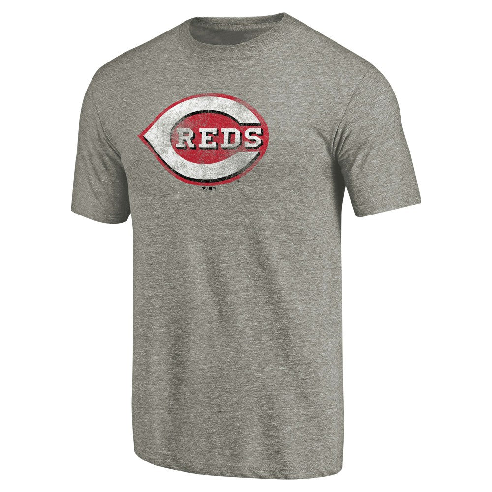 Cincinnati Reds Distressed Team Tri-Blend T-Shirt - Ash