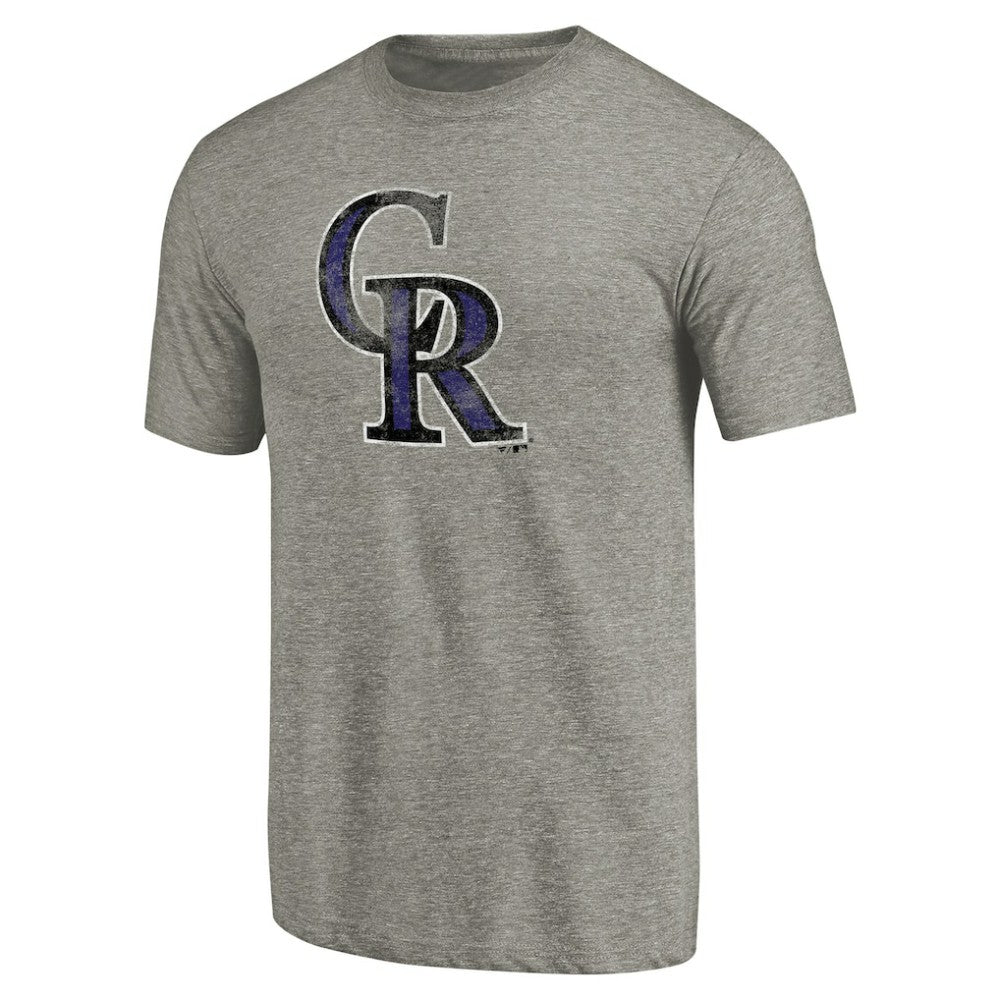 Colorado Rockies Distressed Team Tri-Blend T-Shirt - Ash