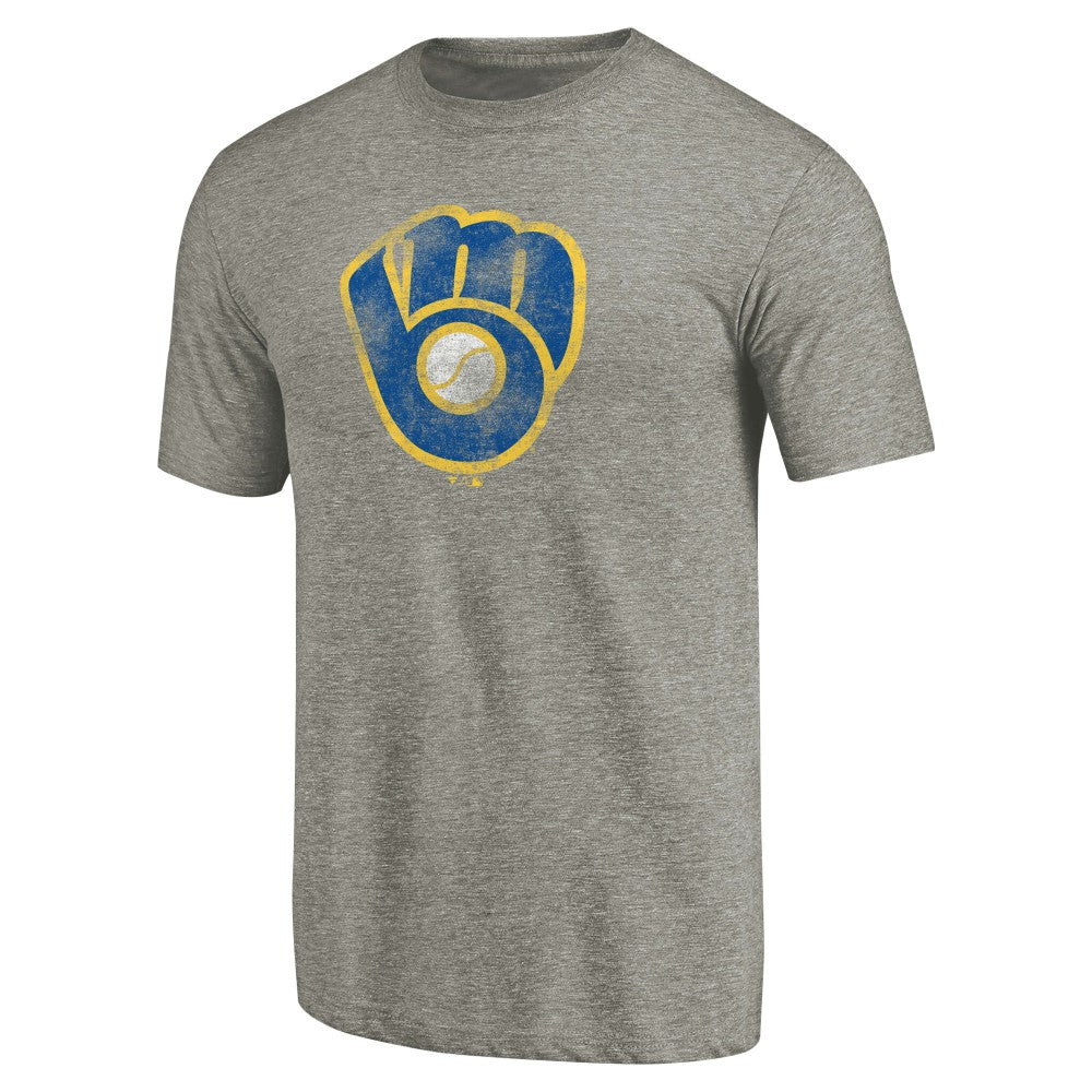 Milwaukee Brewers Distressed Team Tri-Blend T-Shirt - Ash