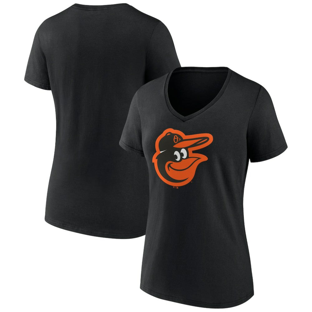 Baltimore Orioles Women's Team Color Primary Logo V-Neck T-Shirt - Black
