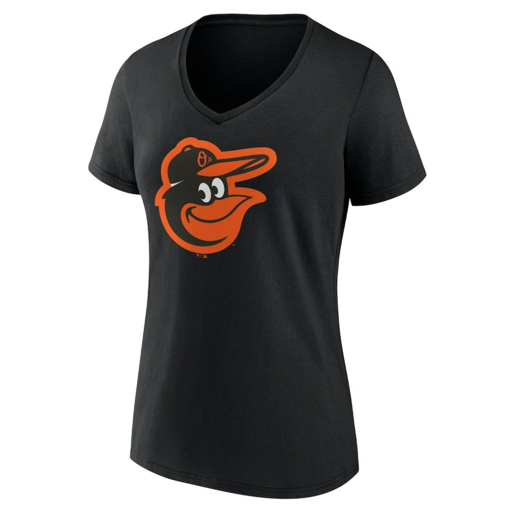Baltimore Orioles Women's Team Color Primary Logo V-Neck T-Shirt - Black
