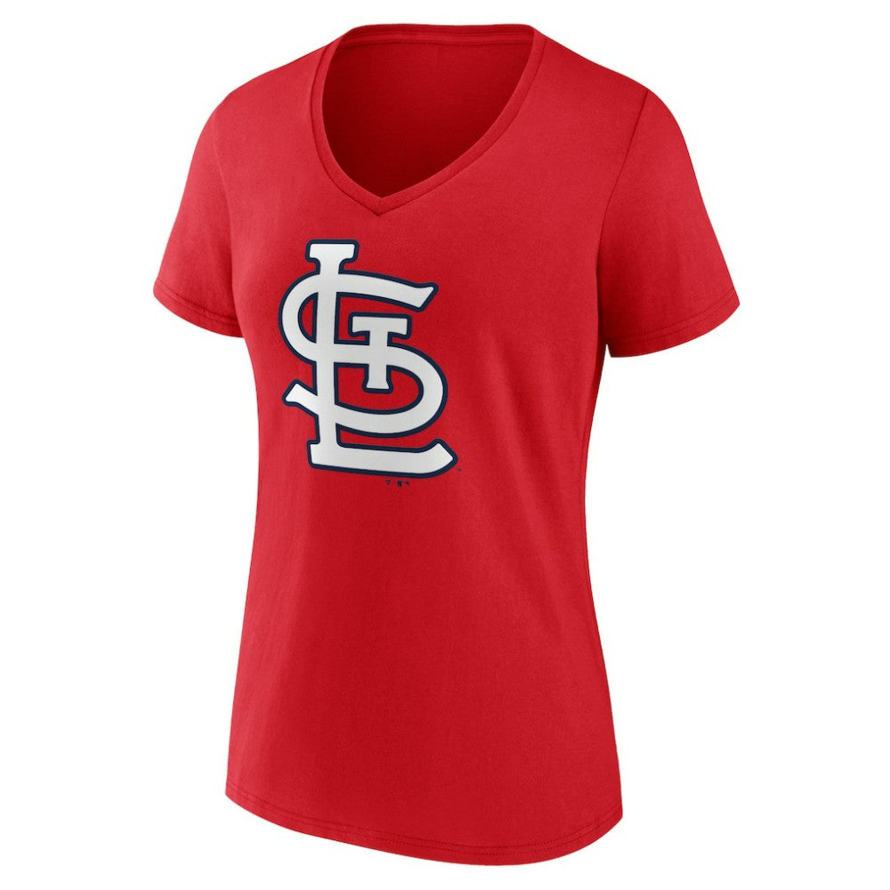 St. Louis Cardinals Women's Team Color Primary Logo V-Neck T-Shirt - Red