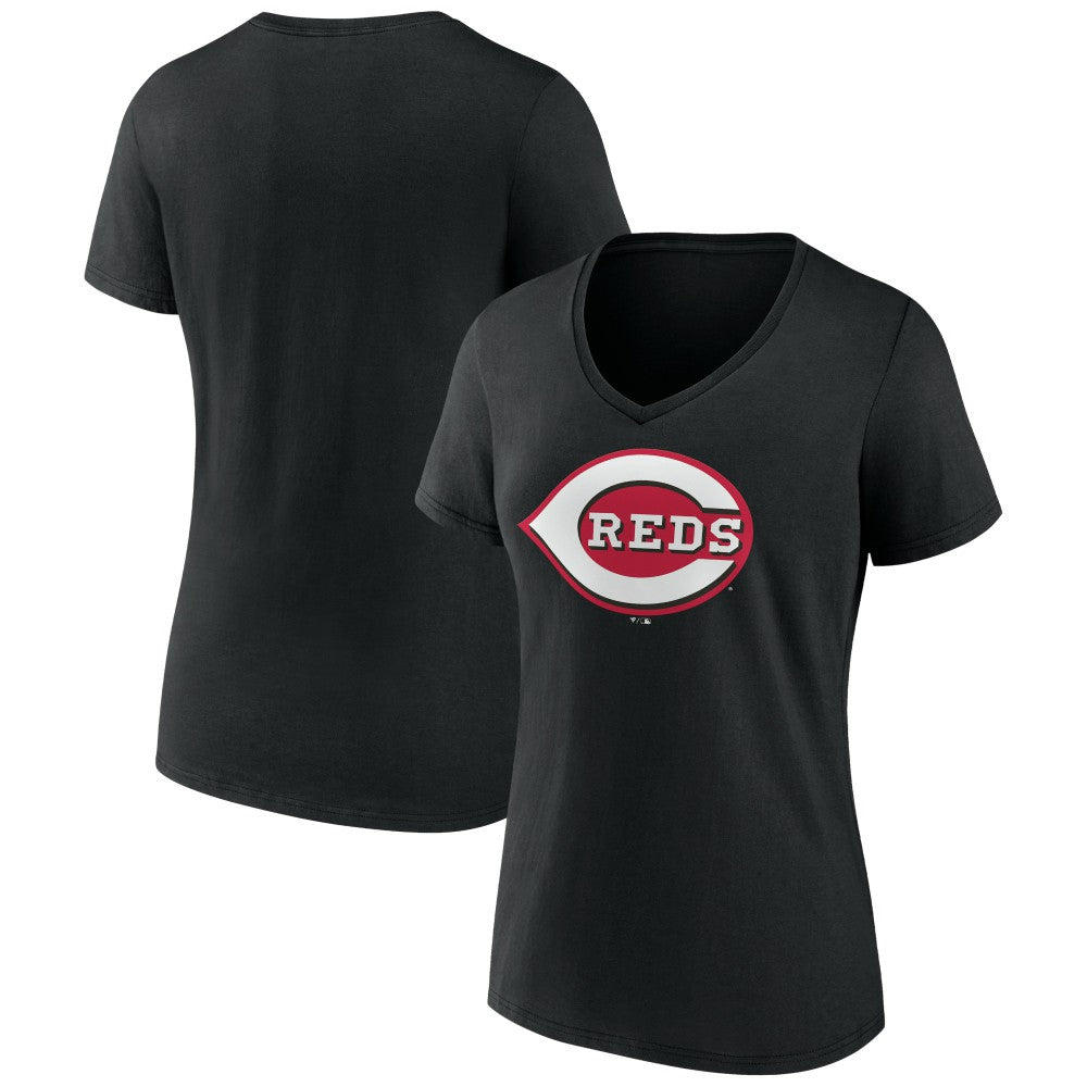 Cincinnati Reds Women's Secondary Color Primary Logo T-Shirt - Black