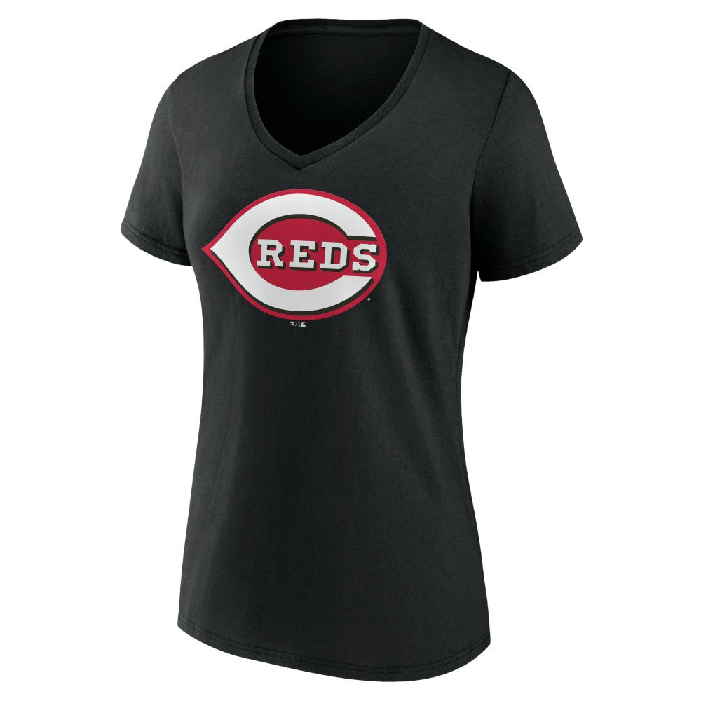 Cincinnati Reds Women's Secondary Color Primary Logo T-Shirt - Black
