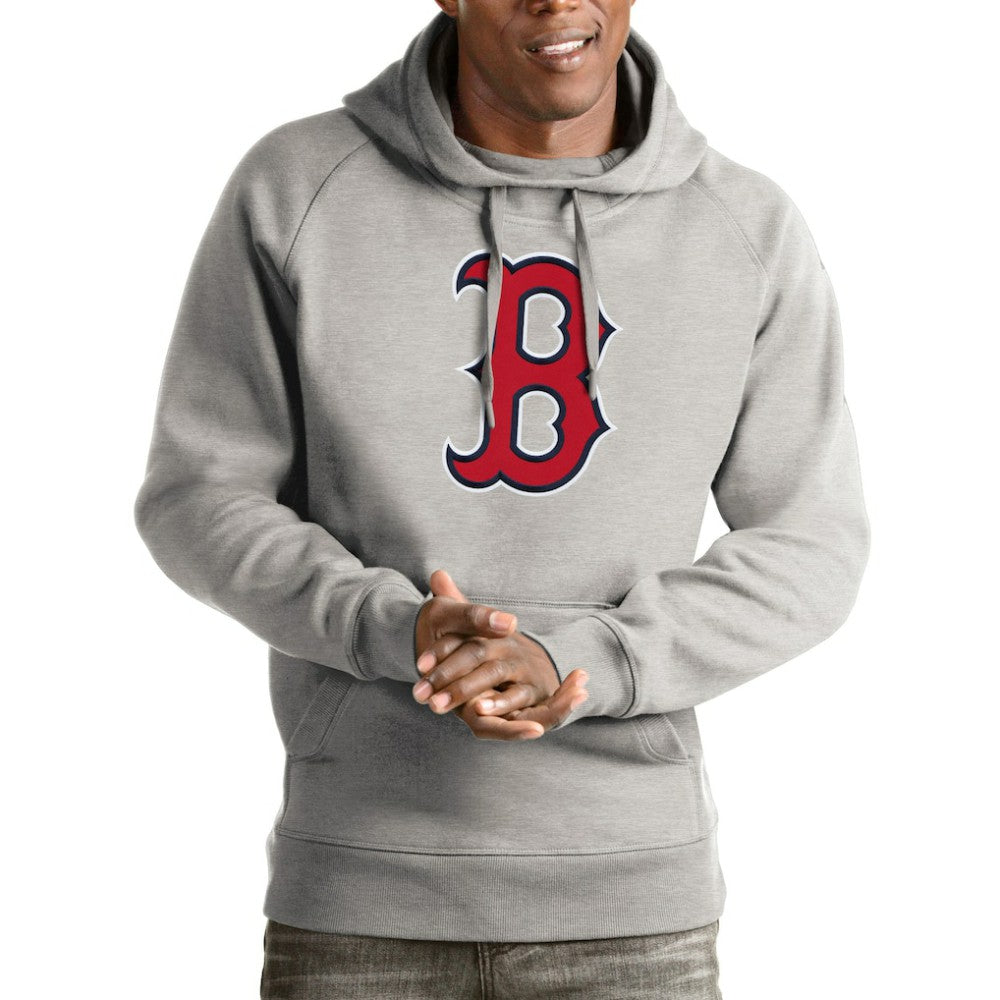 Boston Red Sox Antigua Victory Pullover Hoodie - Heathered Gray