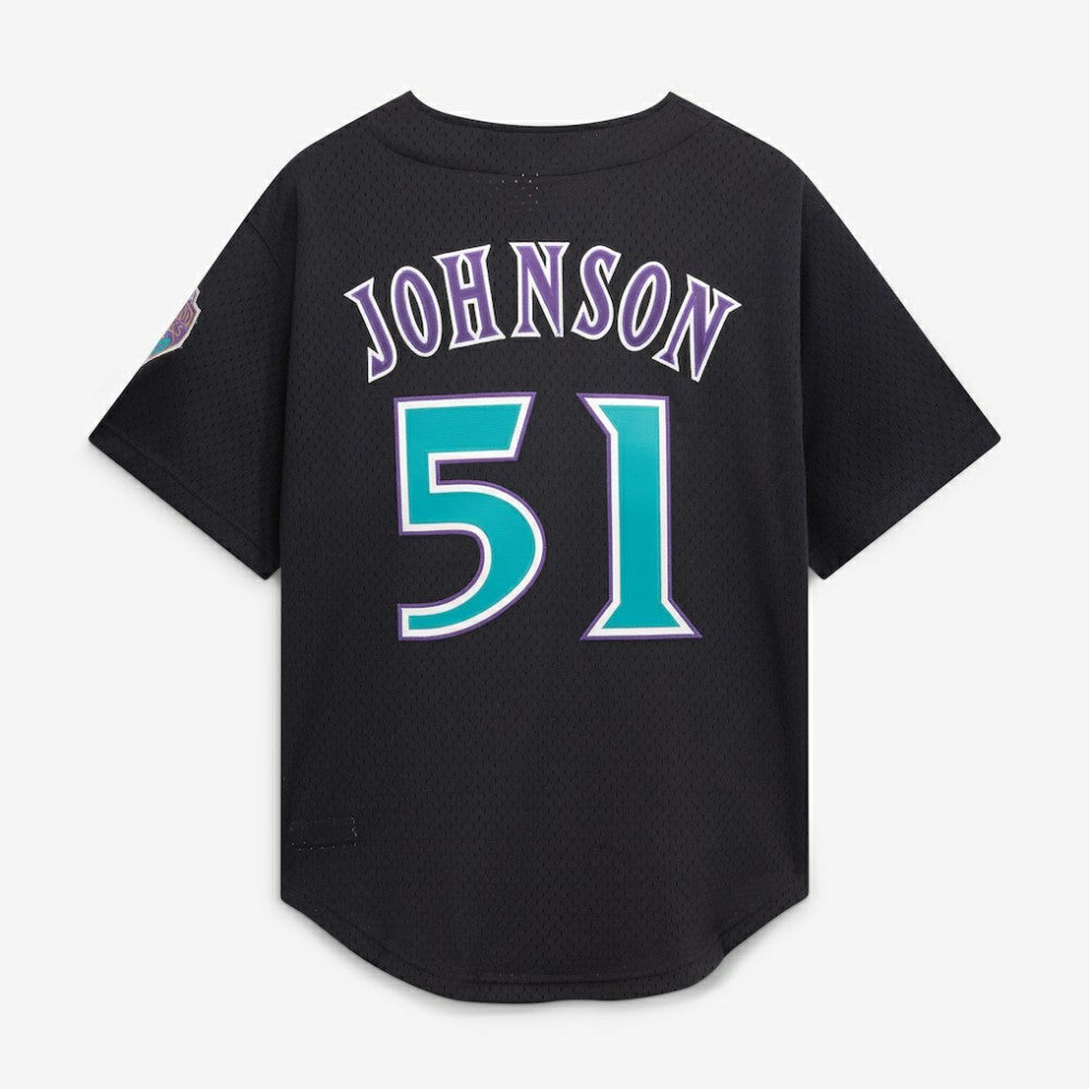 Randy Johnson Arizona Diamondbacks Cooperstown Collection Mesh Batting Practice Button-Up Jersey - Black | Mitchell & Ness