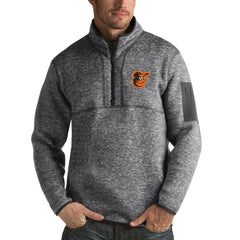 Baltimore Orioles Antigua Fortune Half-Zip Sweater - Heathered Charcoal