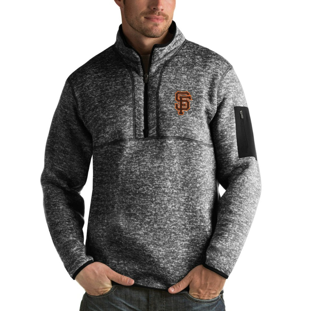 San Francisco Giants Antigua Fortune Half-Zip Sweater - Heathered Black