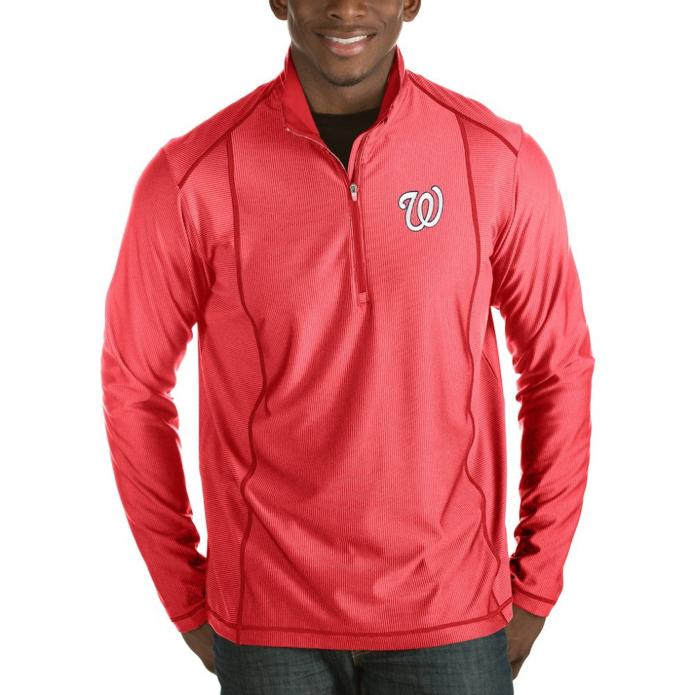 Washington Nationals Antigua Tempo Half-Zip Pullover Jacket - Heathered Red