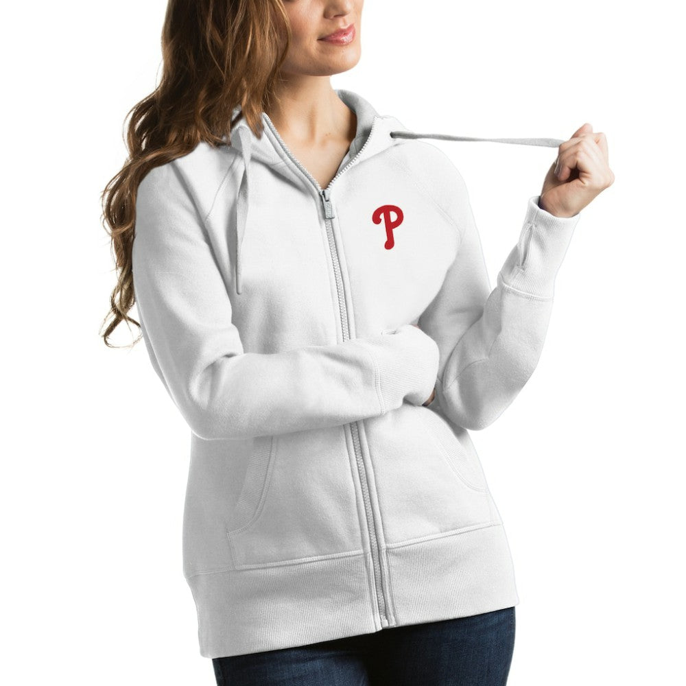Philadelphia Phillies Antigua Women's Victory Full-Zip Hoodie - White