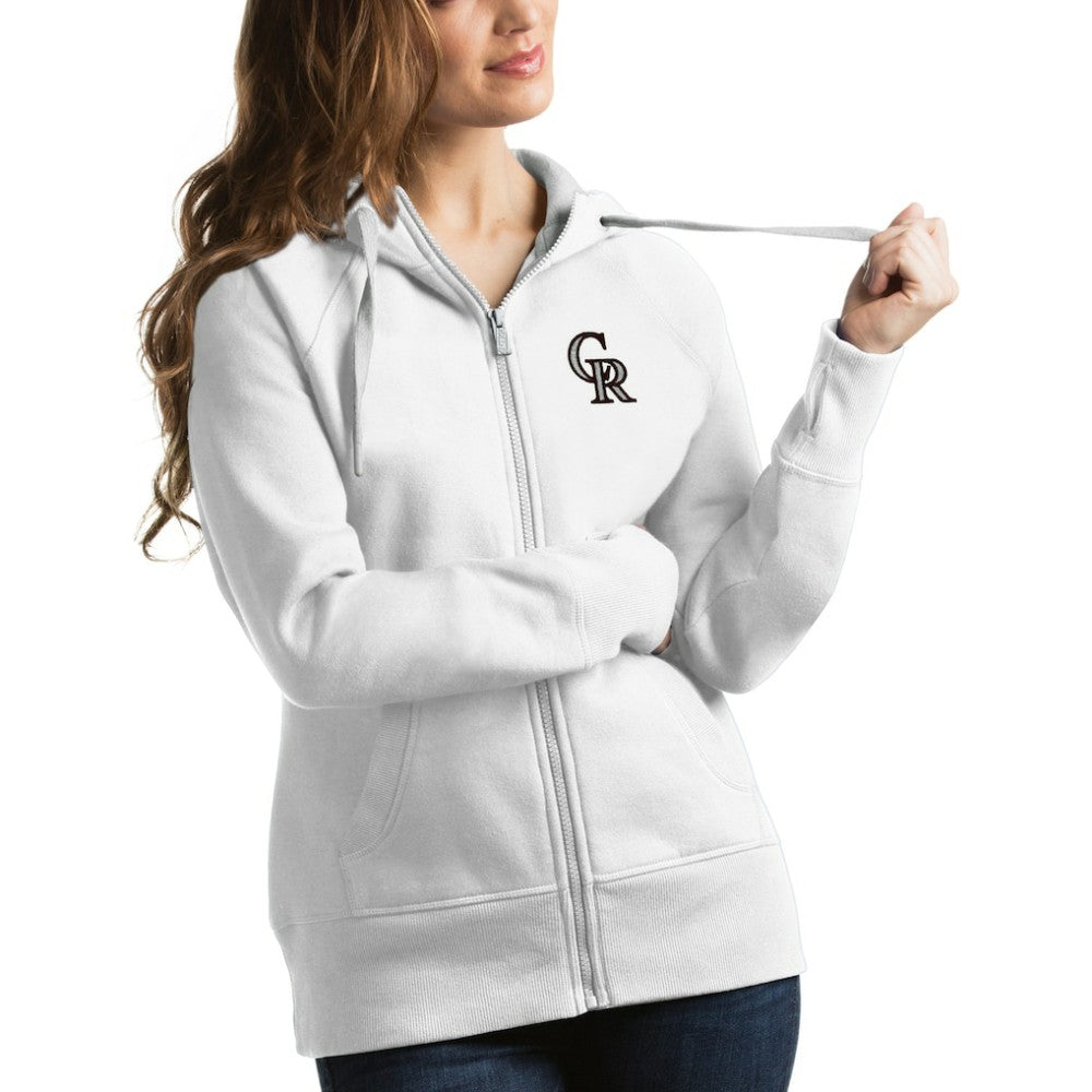 Colorado Rockies Antigua Women's Victory Full-Zip Hoodie - White
