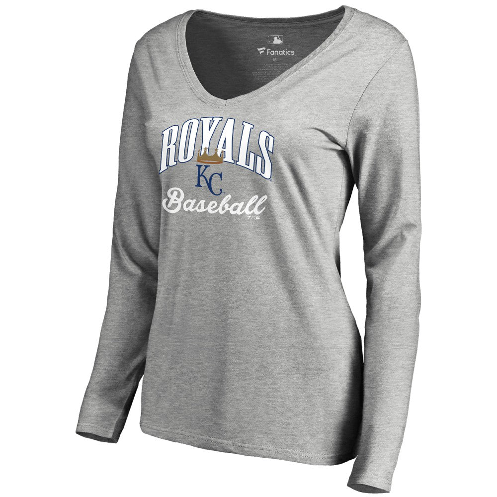 Kansas City Royals Women's Victory Script Long Sleeve T-Shirt - Ash