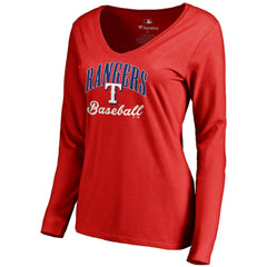 Texas Rangers Women's Victory Script Long Sleeve T-Shirt - Red