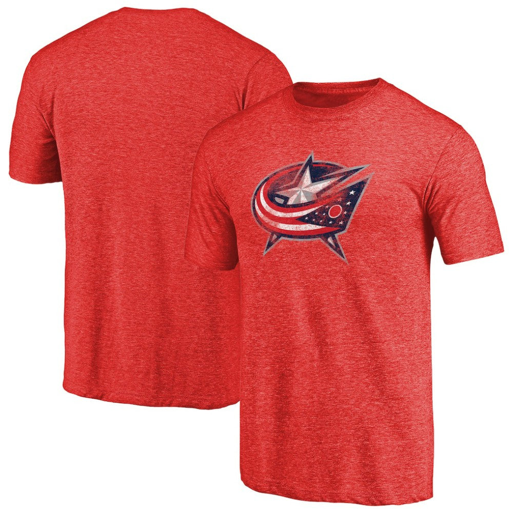 Columbus Blue Jackets Distressed Team Primary Logo Tri-Blend T-Shirt