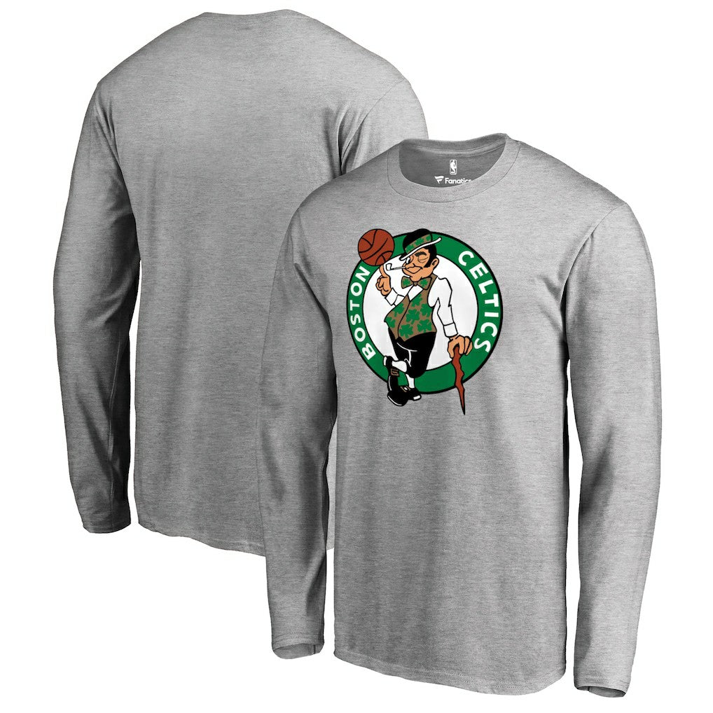 Boston Celtics Primary Logo Long Sleeve T-Shirt - Heather Gray on sale