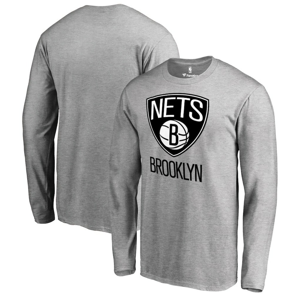 Brooklyn Nets Primary Logo Long Sleeve T-Shirt - Heather Gray for sale