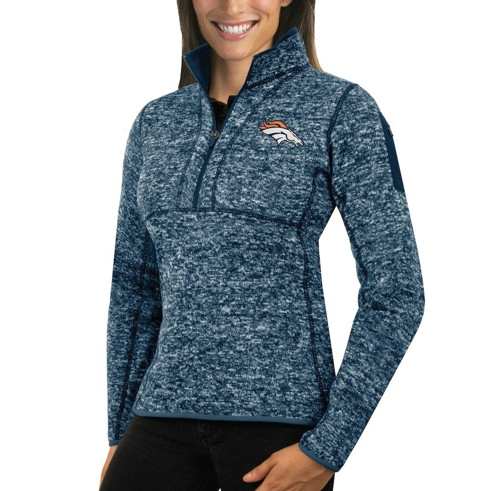 NFL Denver Broncos Antigua Women's Fortune Half-Zip Sweater
