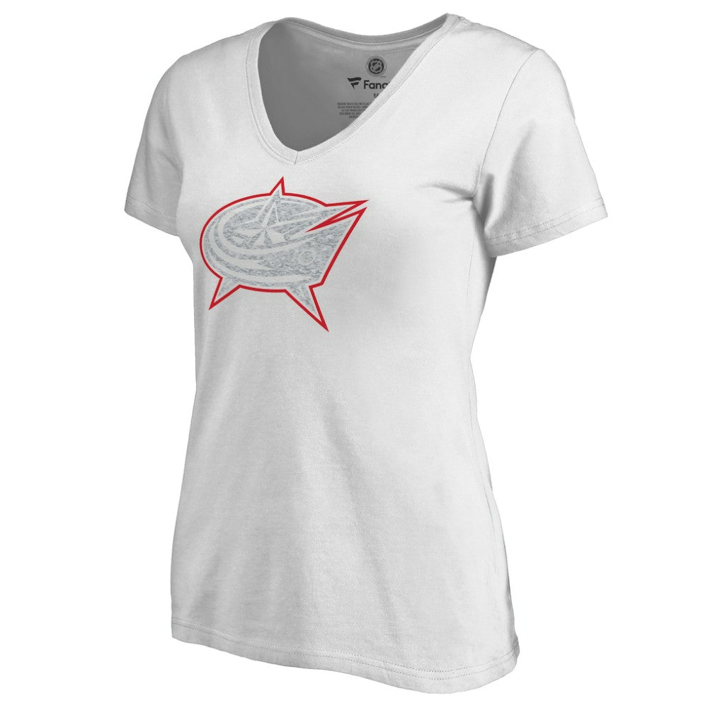 Columbus Blue Jackets Women's Whiteout V-Neck T-Shirt