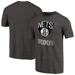 Brooklyn Nets Distressed Team Logo Tri-Blend T-Shirt - Heather Black discount