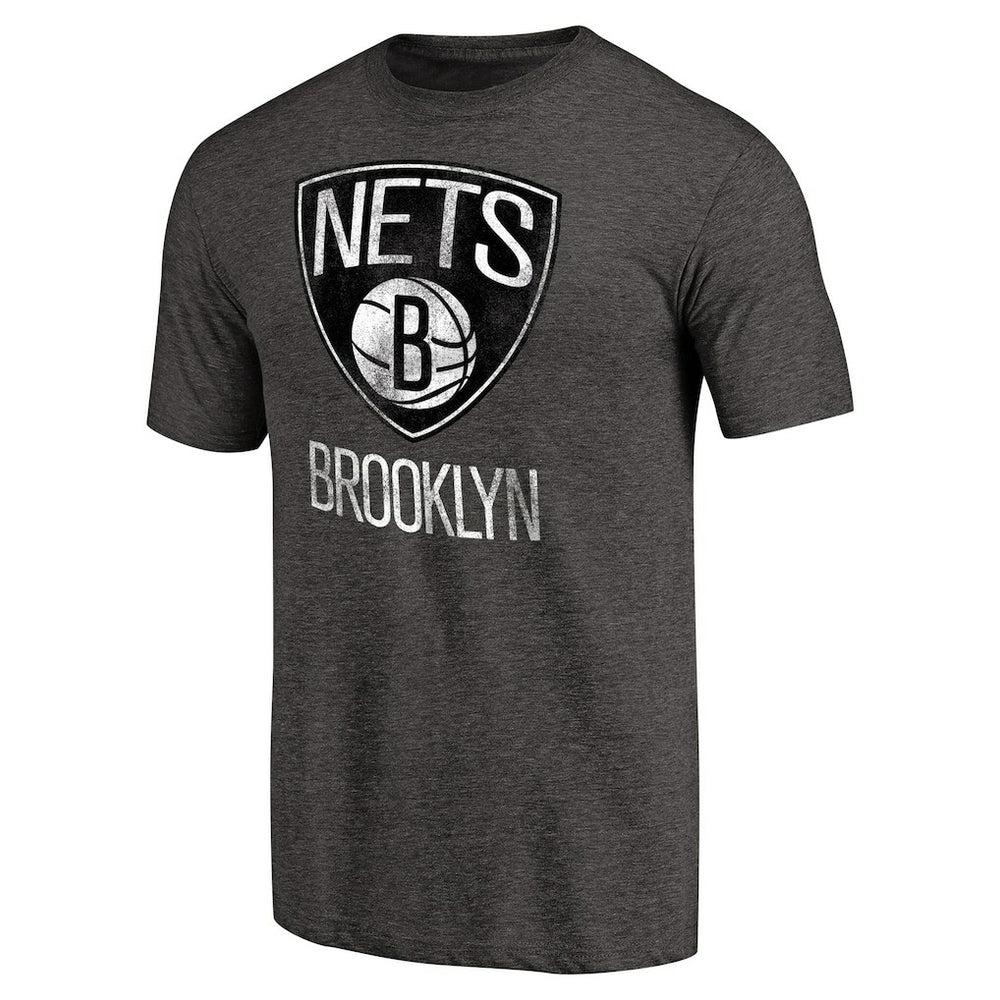 Brooklyn Nets Distressed Team Logo Tri-Blend T-Shirt - Heather Black discount