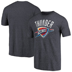 Oklahoma City Thunder Distressed Team Logo Tri-Blend T-Shirt - Heather Navy for sale