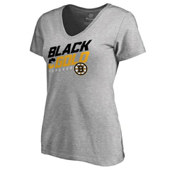 Boston Bruins Women's Hometown Collection Black & Gold V-Neck T-Shirt